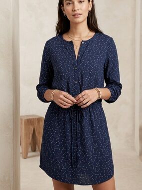 Hinge Blue Mini Dress Muave Pink Arrows Size M